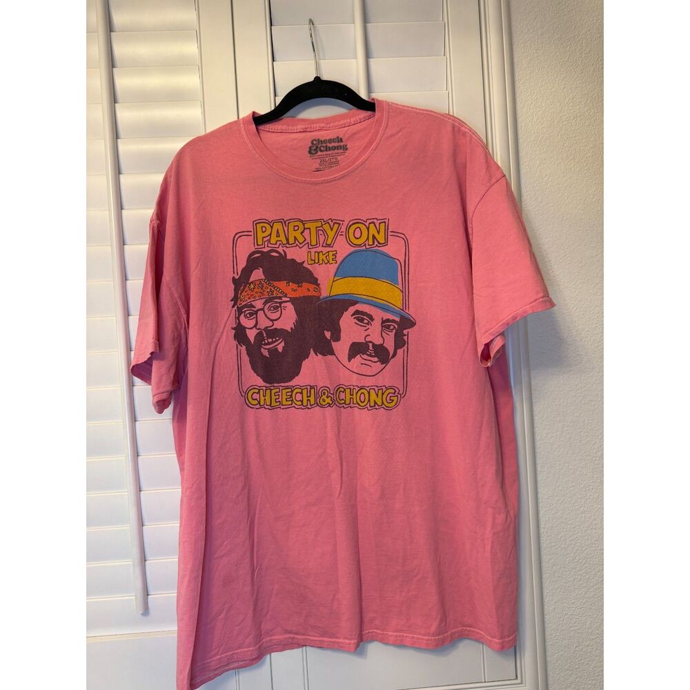 Cheech & Chong Party On Like It's 1978 Pink Graphic Cotton T-Shirt XXL Retro
